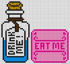 Alice In Wonderland Cross Stitch, Art Pixel, Beads Patterns, Art Perle, Perler Bead Templates, Diy Perler Bead Crafts, Motifs Perler, Eat Me, Minecraft Pixel Art