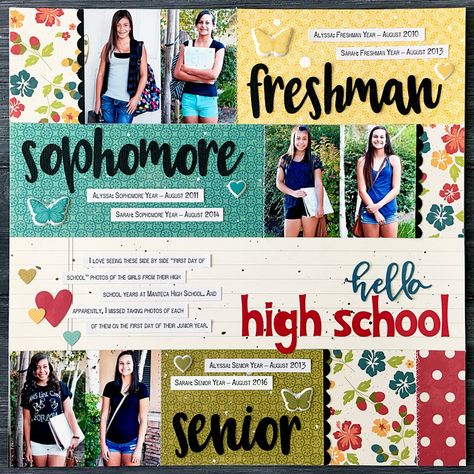 High School Layout *Jillibean Soup* School Scrapbook Ideas, High School Scrapbook Ideas, Senior Scrapbook Ideas, Senior Year Scrapbook, School Memories Scrapbook, Bridal Shower Scrapbook, School Scrapbook Layouts, Graduation Scrapbook, Family Layout