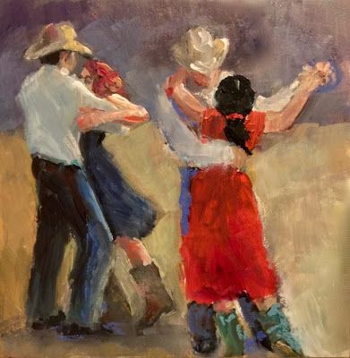 More Two Steppin' - original acrylic figurative painting Dancing Drawing Reference, Dancing Drawing, People Paintings, Country Line Dancing, Folk Painting, Dance Paintings, Drawing Exercises, Shall We Dance, People Dancing