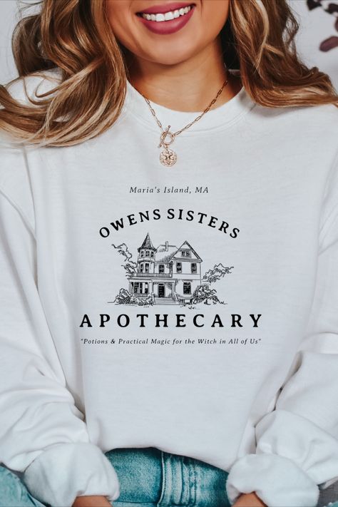 Owens Sisters Practical Magic, Practical Magic Aunts Clothes, Practical Magic Sublimation, Magic Apothecary, Practical Magic Sweatshirt, Witchy Crew Neck T-shirt For Fall, Cute Fall Shirt, Basic Witch, Practical Magic