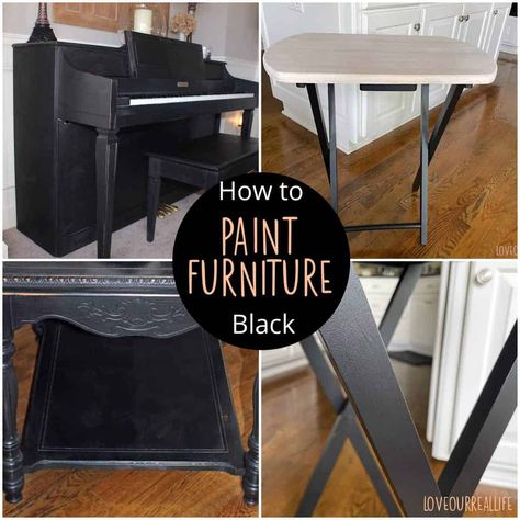 Easy Beginner's Guide: How to Paint Your Furniture Black ⋆ Love Our Real Life Amy Howard Paint, Distressing Chalk Paint, Black Painted Furniture, Heirloom Traditions Paint, Special Walnut Stain, Heirloom Traditions, Black Chalk Paint, Furniture Black, Dressers Makeover