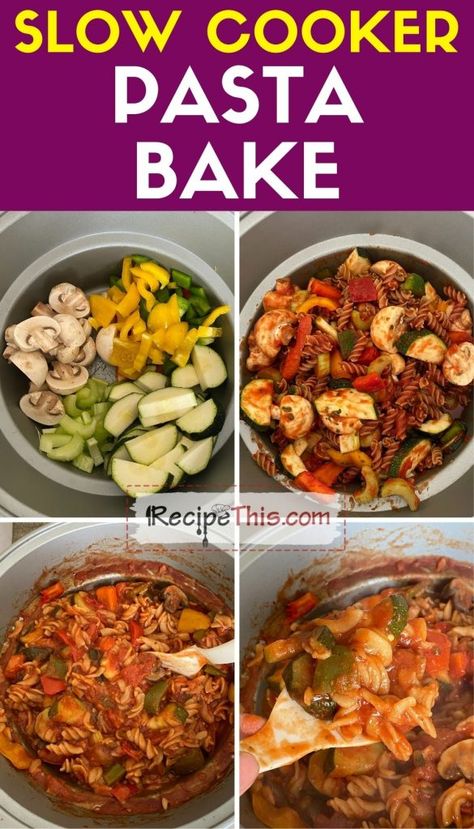 Pasta In Slow Cooker, Veggie Loaded Pasta, Slow Cooker Pasta Bake, Loaded Pasta, Veggie Pasta Recipes, Slow Cooker Pasta Recipes, Crockpot Pasta Recipes, Vegan Slow Cooker Recipes, Vegetarian Slow Cooker Recipes