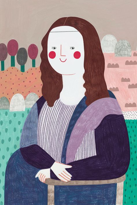 Mona Lisa Illustration, Lisa Illustration, Children's Books Illustration, Mona Lisa Drawing, Digital Visual, School Graphics, Illustration Design Graphique, Classe D'art, Mini Canvases