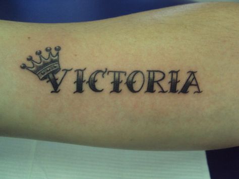 Victoria Victoria Name Tattoo, Tattoo Ideas American Traditional, Victoria Tattoo, Victoria Name, Victory Tattoo, Similar Ideas, Crown Vic, Tattoos Art, Traditional Tattoo Design