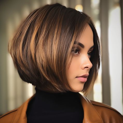 Short Hair With Caramel Highlights, Balaye Hair, Bronze Hair Highlights, Caramel Bob, Caramel Balayage Highlights, Balayage Styles, Medium Shag Hairstyles, Balayage Caramel, Balayage Straight