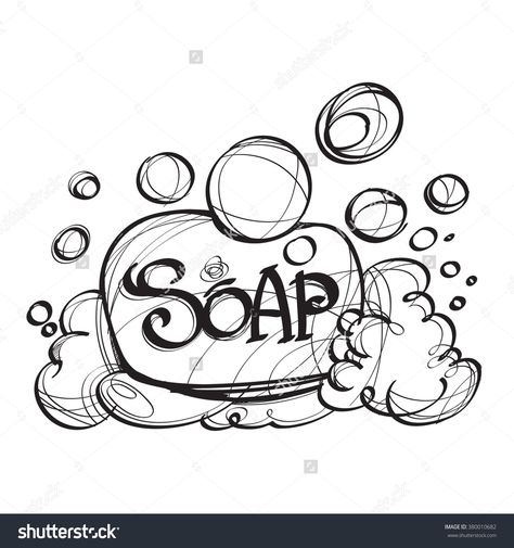 Soap Drawing Art, Bar Of Soap Drawing, Soap Sketch, Soap Doodle, Soap Logo Ideas, Soap Drawing, Soap Painting, Soap Illustration, Word Art Drawings