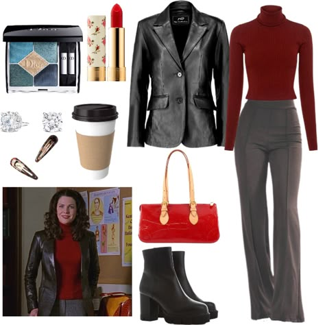 Lorelai And Rory Outfits, Lora Lie Gilmore Outfits, Lorelai Fall Outfits, Lorelai Gilmore Leather Blazer, Lorelai Gilmore Color Palette, Lorelei Gilmore Inspired Outfits, Lorelai Inspired Outfits, Lorelei Gilmore Aesthetic Outfits, Lorelai Gilmore Business Outfits