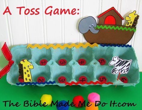 NOAH’S ARK: EGG CARTON GAME – The Bible made me do it! Noah's Ark Activities For Kids, Noah's Ark Game, Noahs Ark Preschool, Noahs Ark Activities, Noahs Ark Craft, Christian Kids Activities, Ark Craft, Toddler Sunday School, Children's Church Crafts