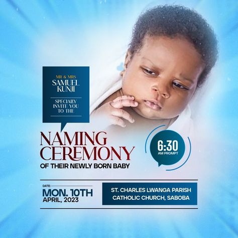 Naming Ceremony Background Design, Naming Ceremony Background, Naming Ceremony Flyer Design, Food Flyer Design, Flyer Design Ideas, Portrait Flowers, Dedication Invitations, Naming Ceremony Invitation, Social Media Ideas