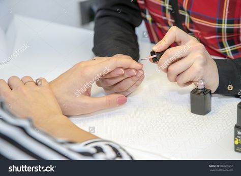 Manicurist doing manicure client painting nails with polish in salon Painting Someones Nails Pose Reference, Painting Nails Pose Reference, Painting Nails Reference, Nails With Polish, Nails Reference, Painting Nails, Nail Drawing, Hand Reference, Anime Things