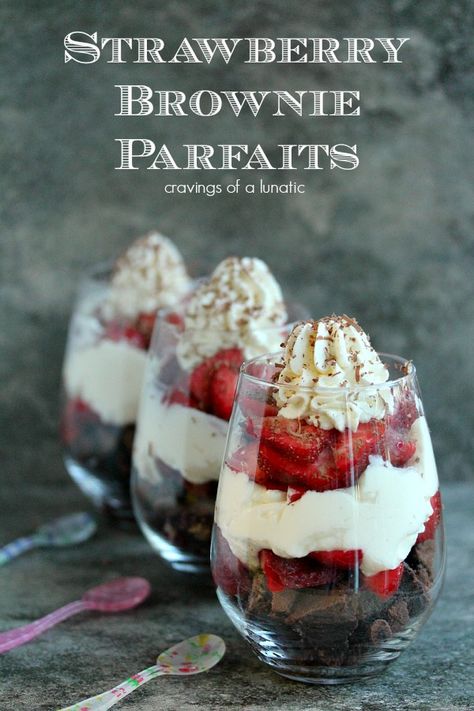 Strawberry Brownie, Graduation Desserts, Strawberry Brownies, Parfait Recipes, Simple Dessert, Party Desserts, Crowd Pleaser, Strawberry Recipes, Eat Dessert