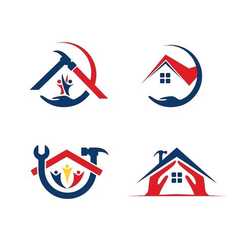 Community shelter home repair logo desig... | Premium Vector #Freepik #vector #hand-logo #logo-illustration #help-logo #human-logo Home Repair Logo, Help Logo, House Repair, Tech Logo, Human Logo, Hand Logo, Logo Illustration, Vector Hand, Tech Logos