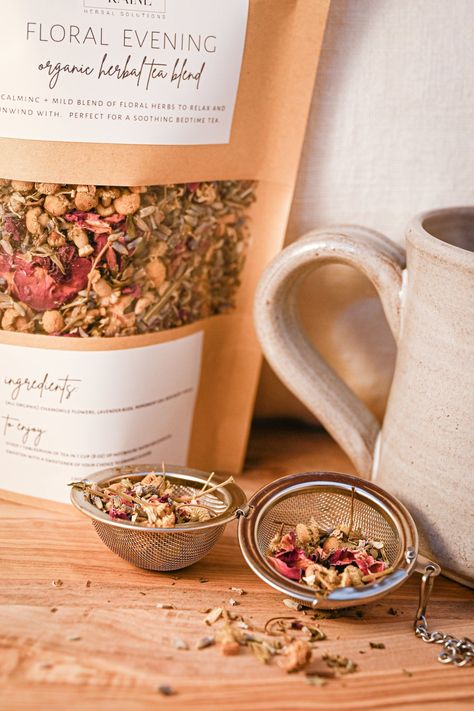 organic herbal tea blend | relaxing & soothing loose leaf tea blend | bed time tea blend Bed Time Tea, Bedtime Tea, Soul Work, Herbal Teas Recipes, Organic Herbal Tea, Herbal Apothecary, Herbal Tea Blends, Bed Time, Organic Teas