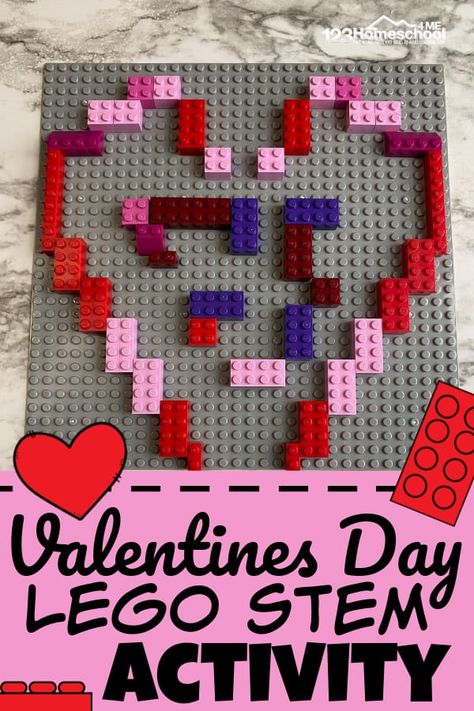 Valentines Building Activities, Valentine's Day Stem Activities For Kids, Valentines Lego Ideas, Valentines Stem Activities Kindergarten, Stem Valentines Activities For Kids, Valentines Stem Activities Elementary, Valentine Stem Activities For Kids, Valentines Day Stem Activities, Valentines Stem