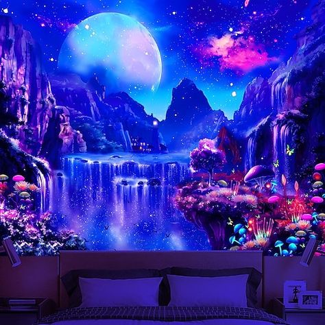 Theme:Novelty; Style:Modern; Material:Polyester; Features:Adorable,Machine wash; Listing Date:07/25/2023; Production mode:Self-produce; Size:25251; Print Type:3D Print Black Lights Bedroom, Mural For Living Room, Space Tapestry, Bedroom 2024, Wall Art Mural, Blacklight Tapestry, Space Aesthetic, Waterfall Landscape, Moon Tapestry