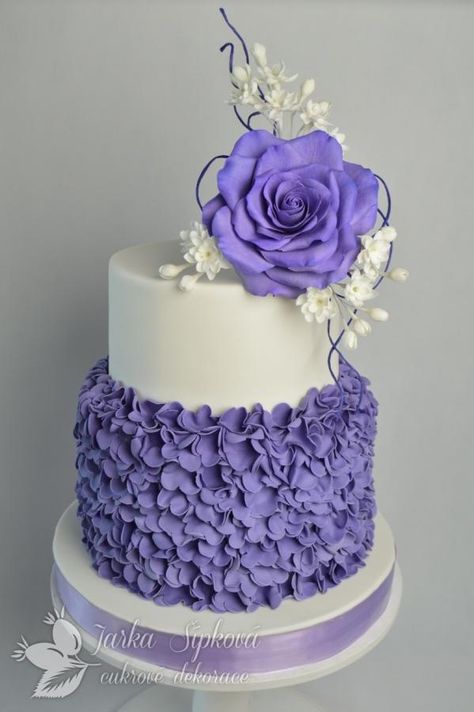 Wedding Cake by JarkaSipkova - http://cakesdecor.com/cakes/282588-wedding-cake Nice Cakes, Purple Cake, Purple Wedding Cakes, Purple Cakes, Dream Wedding Cake, Tiered Cake, Sweet Cake, Unique Cakes, Just Cakes