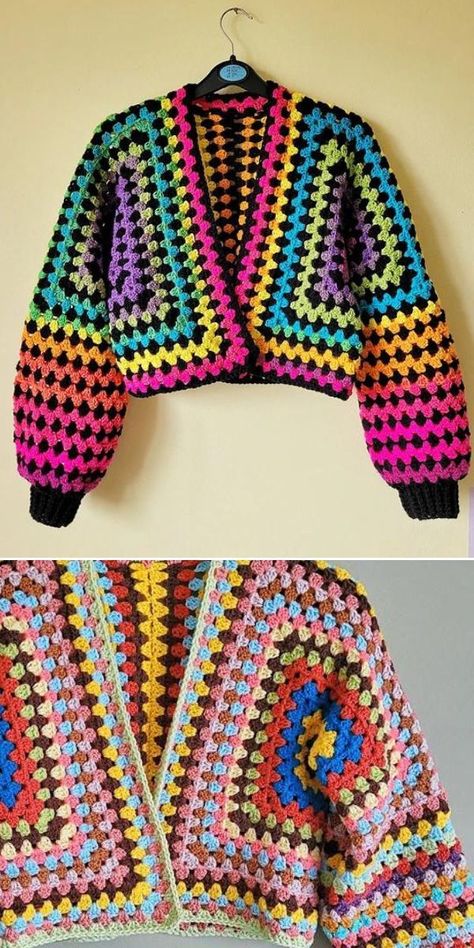 The Granny Hexagon Cardigan is perfect for scraping your leftovers and making a stylish cardigan for your everyday looks. The color combinations could be any you like! Make it bright or pale, colorful or solid — whatever you choose will look eye-catching. The crochet cardigan pattern is free and beginner-friendly. Enjoy! #freecrochetpattern #crochetcardigan #cardigan #grannystitch #grannyhexagon Diy Crochet Cardigan, Hexagon Crochet Pattern, Modern Haken, Crochet Granny Stitch, Granny Square Haken, Crochet Cardigan Free, Crochet Cardigan Pattern Free, Crochet Sweater Pattern Free, Crochet Vest Pattern