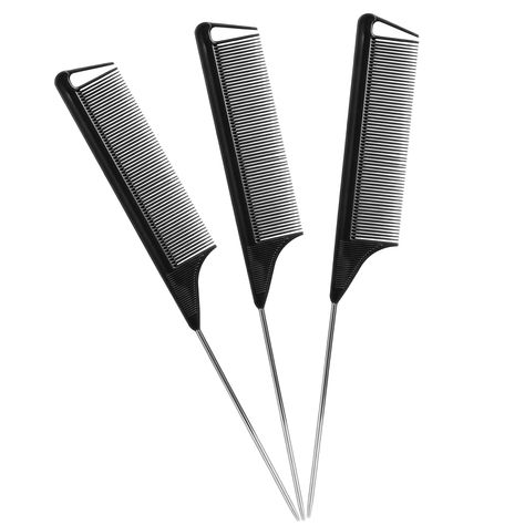 PRICES MAY VARY. Rat Tail Combs Function: Rat Tail Combs for Hair Styling, Parting, Back Combing, Post Styling and Hair Coloring, Barber and Cosmetic Supply Kits，Suitable for Salon and Home Hair Styling ,Can Meet Your Different Needs Rat Tail Combs Material: Rat Tail Comb is Made of Celcon Not Easy to be Broken, Lightweight and Durable,Hair Stylists Styling Comb,Parting Combs for Women Great for All Hair Types Rat Tail Combs Size: 24x3x0.5cm/ 9.6x1.1x0.4inch(L x W x H)，Rat Tail Combs Color:Black Parting Comb, Black Rat, Teasing Comb, Rat Tail Comb, Back Combing, Tail Comb, Rat Tail, Styling Comb, Hair Stylists