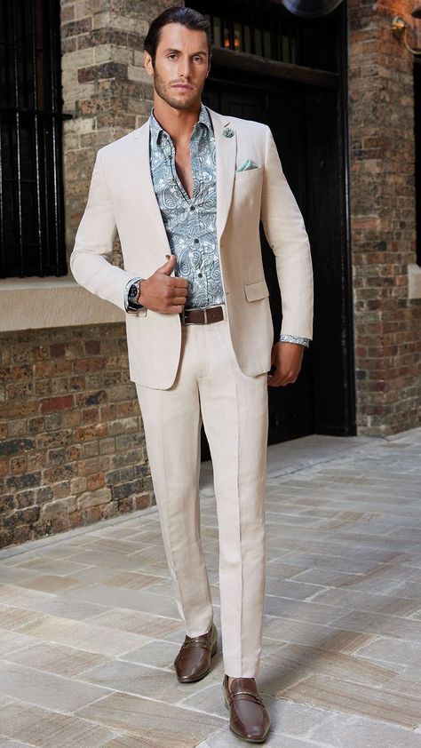 Abroad Wedding Suits For Men, Beach Suits For Men Wedding, Earth Tone Wedding Guest Outfits Men, Tropical Wedding Suit, Summer Wedding Suits Men, Beach Wedding Outfit Guest Men, Wedding Guest Outfit Men Summer, Mens Spring Wedding Attire Guest, Male Wedding Guest Outfit Summer