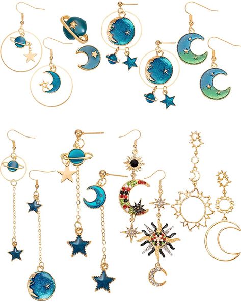 8 Pairs Moon Star Earth Planet Earrings Asymmetrical Vintage Bohemian Earrings Dangle Pendant Earrings Drop Hook Earrings Jewelry for Women : Amazon.ca: Clothing, Shoes & Accessories Star Earrings Dangle, Planet Earrings, Earth Planet, Moon And Star Earrings, Asymmetrical Earrings, Costume Jewelry Earrings, Mismatched Earrings, Moon Star, Bohemian Earrings