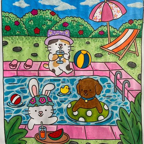 🖼️My first buddy color challenge it was with @bunnnylili 🌼 📒This adorable page is from "Fuzzy friends" by Viví Tinta 🐾We absolutely love this coloring book! 🎨Mine is first, swipe to see @bunnnylili art. She did an incredible job. 🥕🐰 🍄Go follow her on tik tok https://www.tiktok.com/@bunnnylili?_t=8oVtzsvt6TF&_r=1 🫶Thank you for doing this buddy color with me. 🥰♥️✨ 🖍️Markers: Ohuhu @ohuhuart . . . . . 🏷️Tags: #fuzzyfriends #poolparty #vivitinta #vivitintacoloringbook #fuzzy #fuzzyfriendspage #... Fuzzy Hygge Coloring Book Completed, Fuzzy Friends Coloring Book, Fuzzy Hygge Coloring Book Ideas, Fuzzy Hygge Coloring Book, Markers Ohuhu, Bobbi Goods, Bobbie Goods, Ohuhu Markers, Coloring Journal