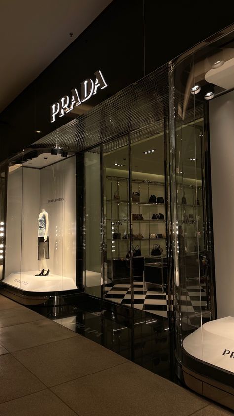 Mall Stores Aesthetic, Luxury Stores Aesthetic, Designer Stores Aesthetic, Prada Store Aesthetic, Instagram Famous Aesthetic, Designer Store Aesthetic, Fashion Store Aesthetic, Prada Building, Luxury Brand Store