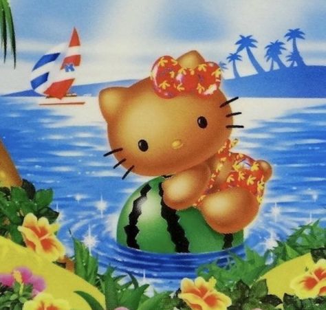 #hellokittycollection #summer #aesthetic #coconutgirl tropical hello kitty beach aesthetic coconut girl aesthetic Hello Kitty Summer, Kitty Art, Hello Kitty Art, Gyaru, Video Editor, Summer Beach, Watermelon, Hello Kitty, Kitty