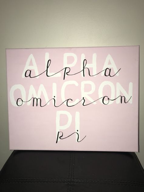 Neutral Sorority Canvas, Aopi Canvas, Aoii Canvas Ideas, Alpha Omicron Pi Canvas, Aoii Paintings, Initiation Ideas, Pi Phi Canvas, Big Little Canvas Ideas, Kappa Kappa Gamma Canvas