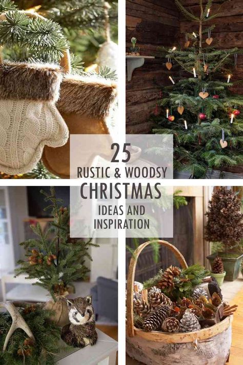 Rustic and Woodsy Christmas Ideas and Inspiration - Tidbits Rustic Christmas Decorations Living Room, Diy Rustic Christmas Ornaments, Woodland Themed Christmas, Woodsy Christmas, Arbutus Tree, Cabin Christmas Decor, Rustic Christmas Decorations, Woodland Christmas Decor, Navidad Natural