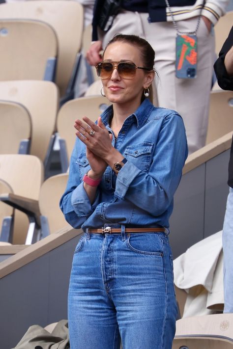 Jelena Djokovic Favors Double Denim Trends at French Open 2024 Jelena Djokovic, Double Denim Looks, Paris Fashion Week Men, Ideal Wardrobe, Going For Gold, French Open, Double Denim, Denim Trends, Today Show