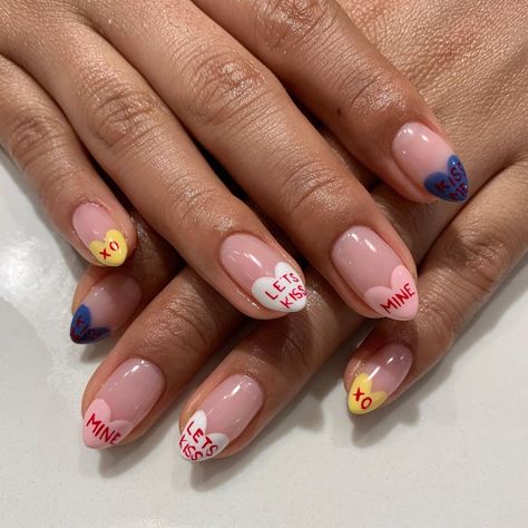 49 Valentine's Day Nail Art Design Ideas You’ll Love 2022 | Glamour Valentine Nail Art, Heart Nail Art, Nail Candy, Rainbow Nails, Heart Nails, Nails Short, Nail Arts, Valentine's Day Nails, Valentines Nails