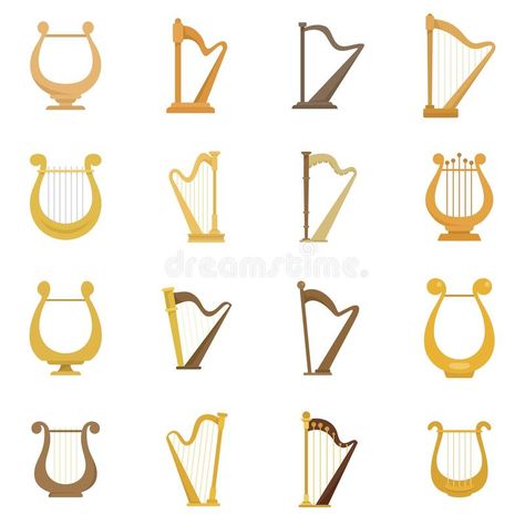 Lyre Drawing, Lyre Tattoo, Harp Illustration, Flat Vector, Background Illustration, Harp, Icon Set, Vector Icons, White Background