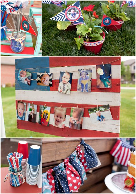 Patriotic First Birthday Party in Red, White, and Blue Firework First Birthday Party, Patriotic Graduation Party, All American One Birthday, All American Birthday Party, Firework Birthday Party, Memorial Day First Birthday Party Ideas, Firecracker First Birthday Party, All American Boy Birthday Party, Little Firecracker First Birthday