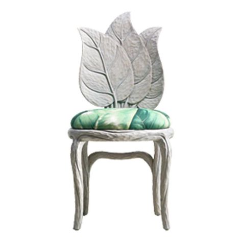 Ferruccio Laviani reinterprets Clorophilla, by Fratelli Boffi: a dining chair with a back composed of three carved leaves. The project depicts bundles of leaves sculpted in wood, its legs are veined with slender branches. The motif employed for the structure, is repeated on the fabric used to cover the seat, amidst a fresh blend of foliage and dynamic shading. The smoked grey finish gives freshness and elegance. Carved Dining Chairs, Fairytale Aesthetic, Furniture Design Chair, Parisian Chic Style, Gray Dining Chairs, Dining Room Chair, Grey Dining, Leaf Motif, Wood Dining Chairs