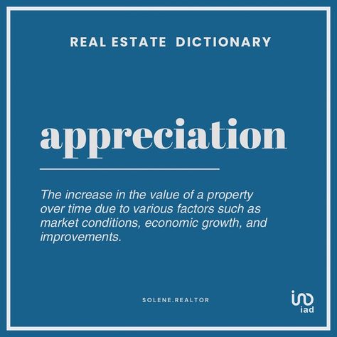 Introducing our Real Estate Dictionary! 🏠📚 Today’s Term: Appreciation 📈 Stay tuned for valuable insights into the world of real estate! #realestate #dictionary #didyouknow #realestatetips #solenerealtor #vocabulary #appreciation #iadflorida Invest Money, Real Estate Tips, Investing Money, Stay Tuned, Vocabulary, Did You Know, Real Estate, Money, The World