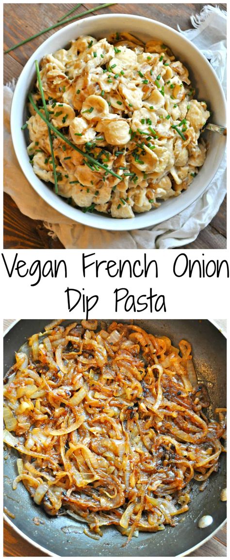 Vegan French Onion Dip Pasta - Rabbit and Wolves Vegan French Onion Dip, Vegan French Onion Pasta, Vegan French Recipes, Vegan Soulfood, French Onion Pasta, Onion Pasta, Rabbit And Wolves, Creamy Pasta Sauce, Vegan French