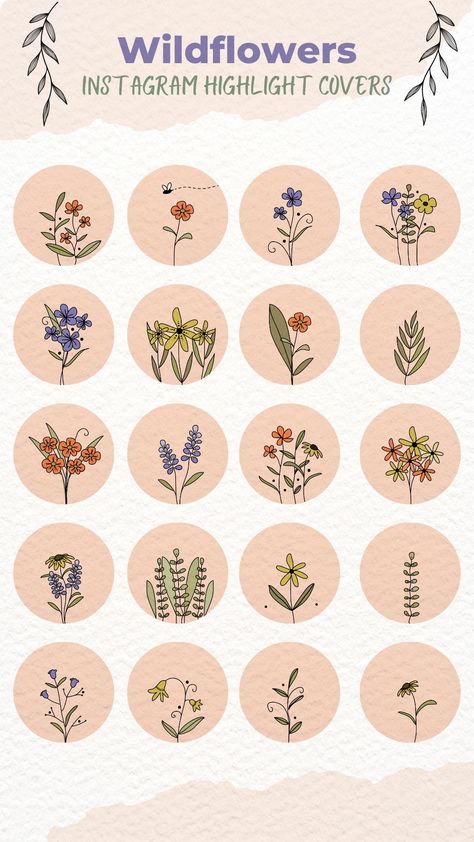 Instagram highlight covers featuring wildflowers in a minimalist #Cottagecore_Highlight_Covers #Instagram_Profile_Inspo_Aesthetic #Flower_Highlight_Covers_Instagram #Highlight_Pictures_For_Instagram Cottagecore Highlight Covers, Highlight Pictures For Instagram, Cute Insta Highlight Covers Aesthetic, Instagram Highlight Covers Flowers, Cute Insta Highlight Covers, Cute Highlight Covers For Instagram, Aesthetic Highlight Covers For Instagram, Insta Highlight Cover Icons Aesthetic, Story Highlight Icons Aesthetic