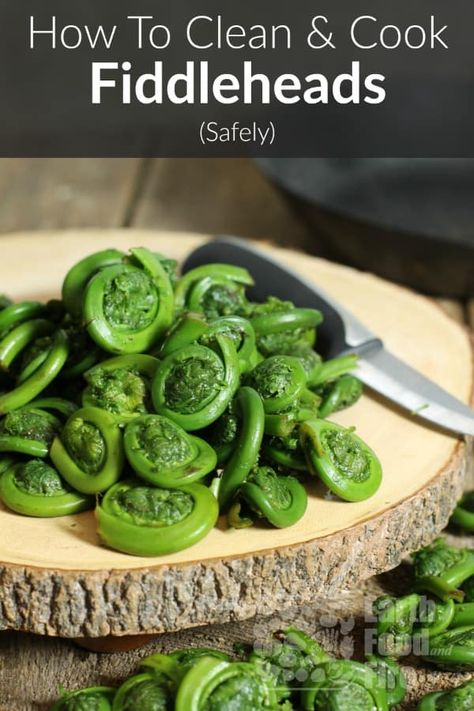 How To Cook Fiddleheads, How To Steam Asparagus, Meat Stuffed Shells, Fiddlehead Recipes, Recipes Meat, Wild Food Foraging, Foraging Recipes, Steamed Asparagus, Foraged Food