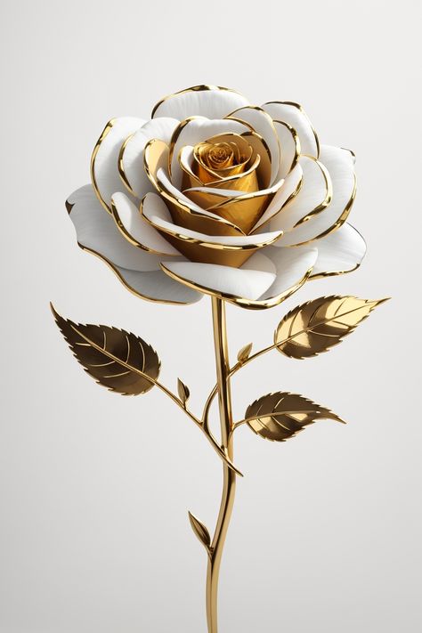 Single Beautiful Flower, Gold Flower Aesthetic, White Gold Aesthetic, Rose Branding, Diy Watercolor Cards, Gold Png, Fragrance Photography, Rose Gold Flower, Android Wallpaper Flowers