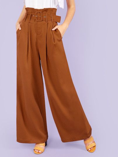 Pants Ideas, Pants With Belt, Women Pants, Fly High, Palazzo Pants, Rompers Women, Long Length, Denim Wash, Hijab Fashion