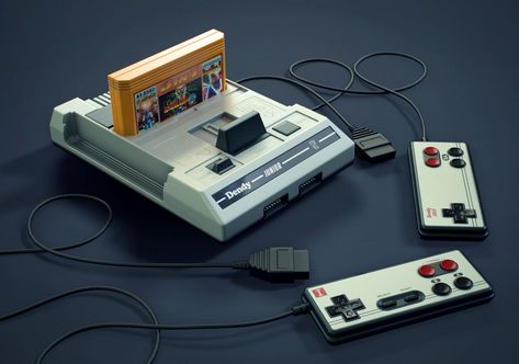 DENDY JUNIOR , Konstantin Neumann on ArtStation at https://www.artstation.com/artwork/mawrZ Old Game Consoles, Retro Games Wallpaper, Dollan Twins, Nba Artwork, 00s Nostalgia, Sci Fi Props, Retro Games Console, Old Technology, Video Game Systems