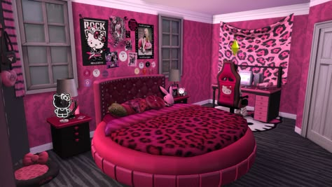 Alt Sims, Sims 4 Bedroom Cc, Diva Bedroom, 2000s Bedroom, 2000s Room, Y2k Bedroom, Y2k Room, Blocksburg Room Ideas￼, Bloxburg Houses