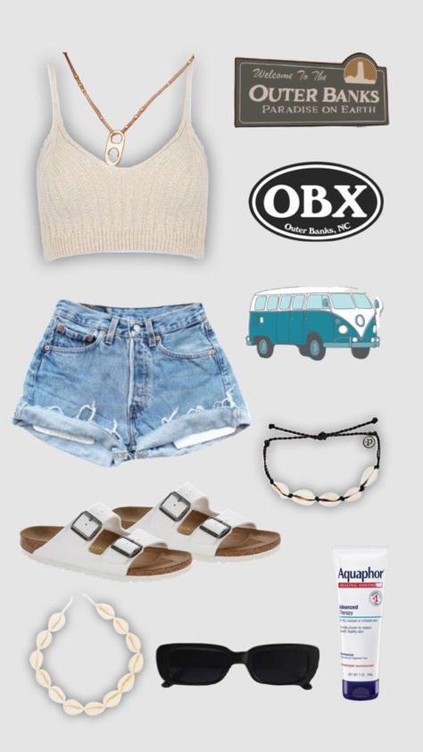 #outfitinspo Outer Banks Vacation Outfits, Summer Outfits Obx Style, Pogue Vs Kook Outfits, Pogue Outfits Ideas, Pouge Outfits Ideas, Outerbanks Outfit Inspiration, Pogues Outfits, Outerbanks Outfits Aesthetic, Obx Outfit Ideas