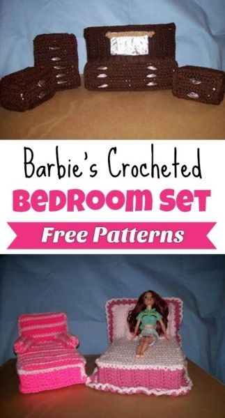 Learn how to make custom made Barbie furniture by following these crochet patterns for a bed and dresser. This guide has free crochet patterns for a Barbie bedroom set. Barbie Bedroom Set, Bed And Dresser, Toy Barbie, Crochet Furniture, Barbie Houses, Barbie Items, Doll Furniture Patterns, Crochet Barbie Patterns, Barbie Bedroom