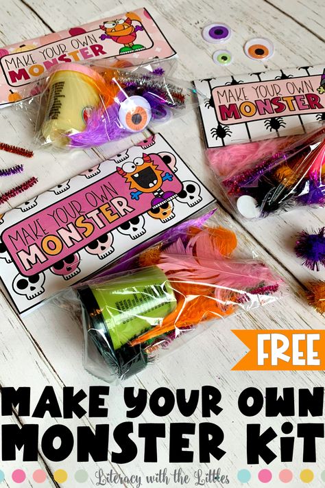 Make Your Own Monster Playdoh Printable, Make Your Own Monster Playdough, Playdoh Monster Craft, Halloween Ideas For Trick Or Treaters, Build A Monster Playdough, Build Your Own Monster Free Printable, Build Your Own Monster Kit, Make A Monster Kit, Make A Monster Printable