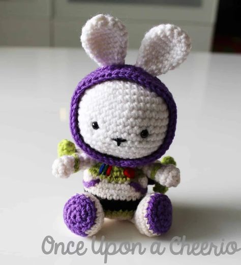 Buzz Lightyear Bunny Amigurumi FREE Crochet Pattern Crochet Buzz Lightyear, Rabbit Patterns, Loopy Yarn, Disney Crochet, Rabbit Ideas, Bunny Family, Amigurumi Rabbit, Single Crochet Decrease, Amigurumi Bunny