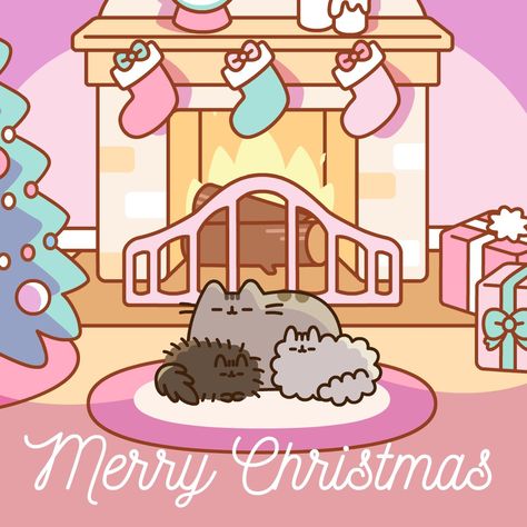 Pusheen Christmas, Pusheen Collection, Pusheen Love, Cute Christmas Backgrounds, Pusheen The Cat, Pusheen Cute, Xmas Wallpaper, Kawaii Christmas, Pusheen Cat