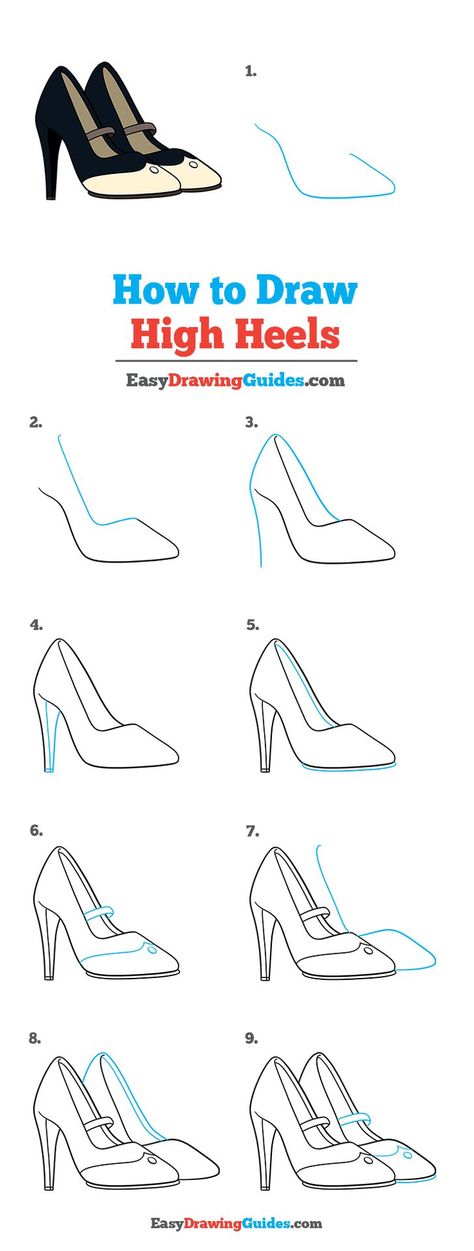 High Heels Drawing Lesson. Free Online Drawing Tutorial for Kids. Get the Free Printable Step by Step Drawing Instructions on https://easydrawingguides.com/how-to-draw-high-heels/ . How To Draw Heels Step By Step, How To Draw Shoes Tutorials, How To Draw High Heels, High Heels Sketch, High Heel Drawing, High Heels Drawing, How To Draw Heels, High Heel Painting, Heels Drawing