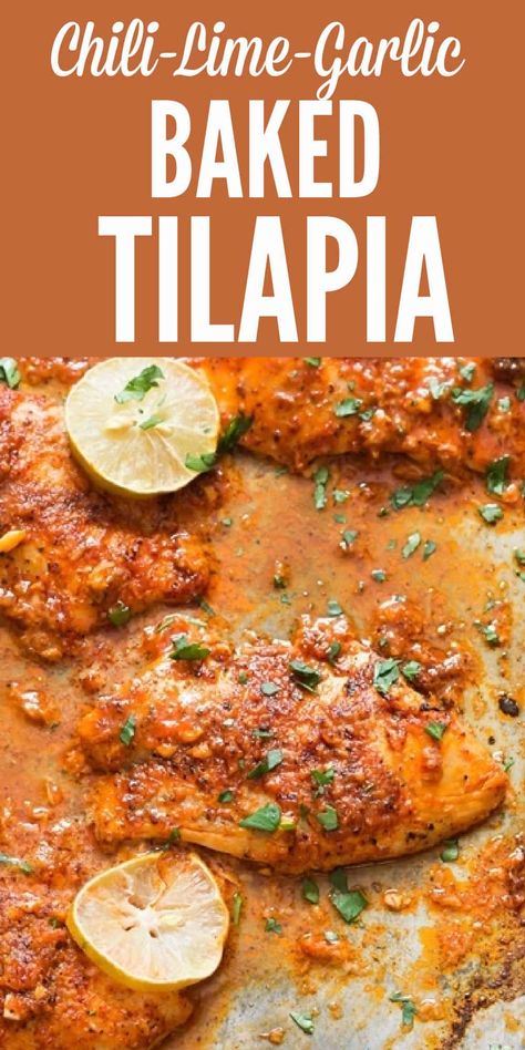 Tilapia Shrimp Recipe, Tilapia Marinade, Mahi Recipes, Oven Baked Tilapia, Tilapia Recipes Easy, Easy Fish Dinners, Baked Tilapia Recipes, Sweet Fries, Tilapia Recipe