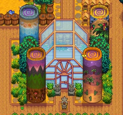 Stardwey Valley Farm Layout, Stardew Valley Forest Farm Design, Stardew Valley Forest Farm Ideas, Stardew Valley Expanded Farm Layout, Forest Farm Stardew Valley, Stardew Forest Farm, Stardew Valley Forest Farm Layout, Stardew Valley Farm Ideas, Stardew House